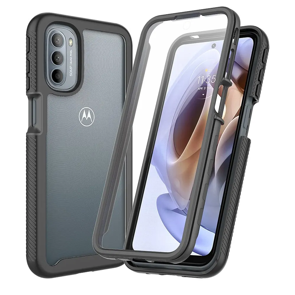 Fit Moto G71 5G Shockproof Clear Protective Case Built-in Screen Protector TPU Bumper Cover For Moto G51 5G Case