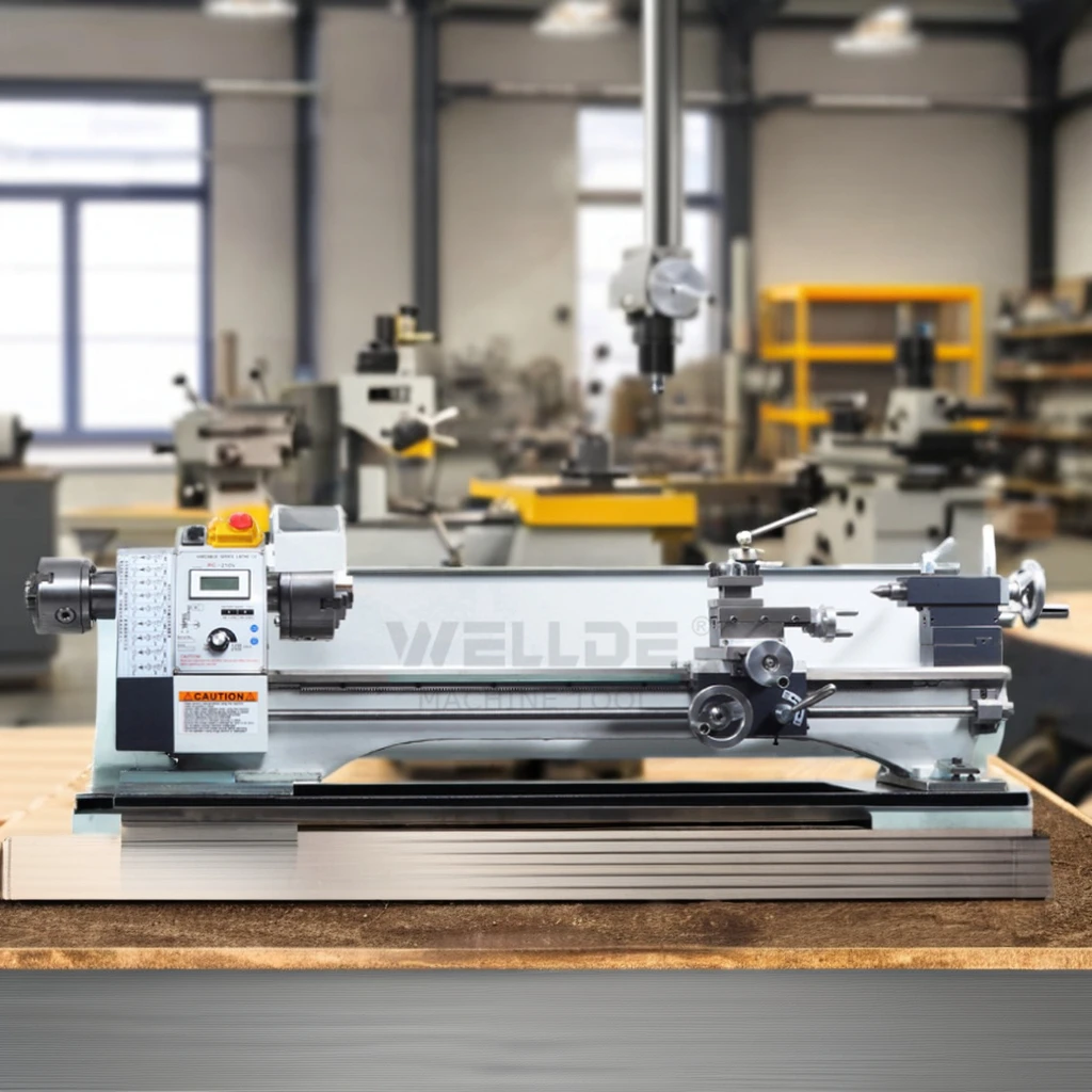 WELLDE Factory 1000mm 210 Double Chuck Mini Manual Metal Lathe Machine Pool Cue Repairing Lathe