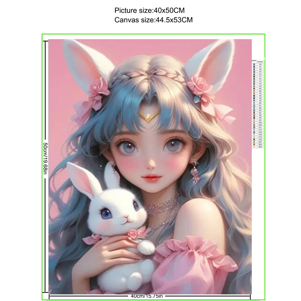 5d DIY Alphonse Cartoon Rabbit Goddess Diamond Painting New 2024 Embroidery Mosaic Rhinestone Nouveau Girl Home Decoration Y1349