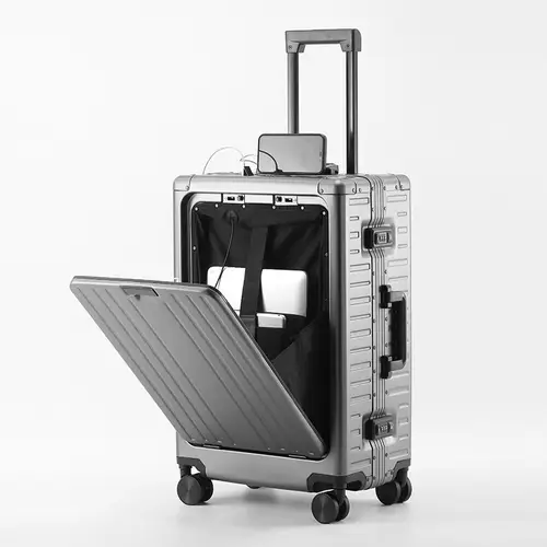 COLENARA Suitcase 20 Inches Business Boarding Box 24" Men's All Aluminum Magnesium Alloy Trolley Case Front Opening Luggage - Image 8