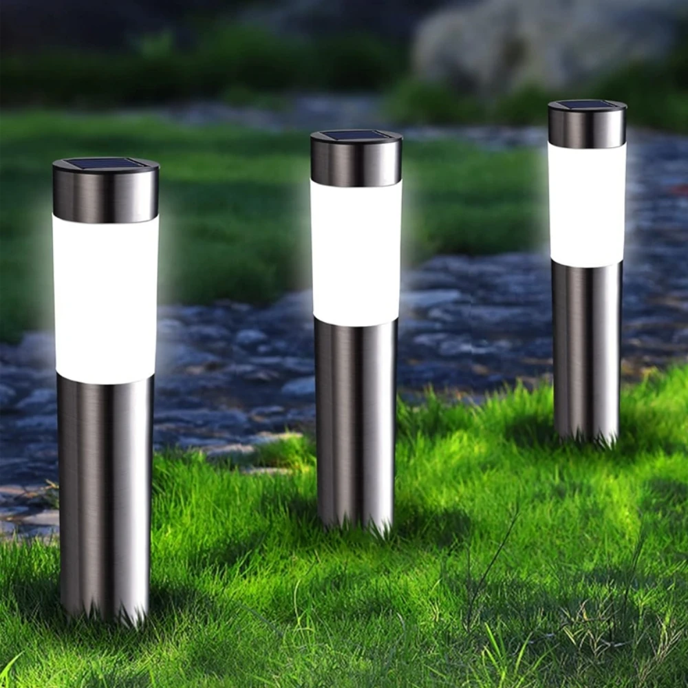 Stainless Steel Solar Pathway Lights Lawn Lamps Bright Solar Path Lights Outside Waterproof Walkway Lights Landscape Lighting