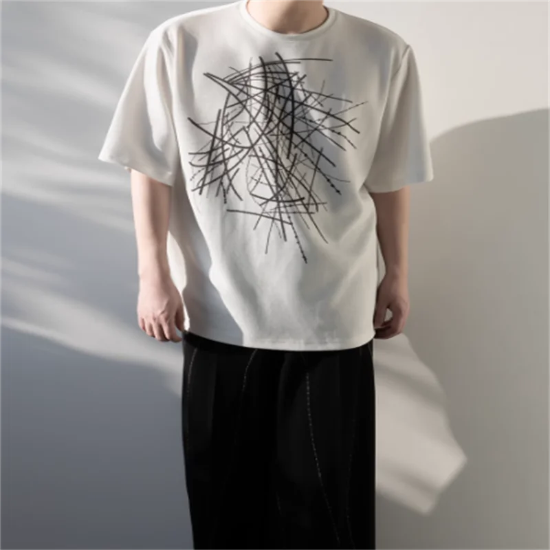 

2024 Original design cotton short sleeve T-shirt men's trend summer loose half sleeve men's wear