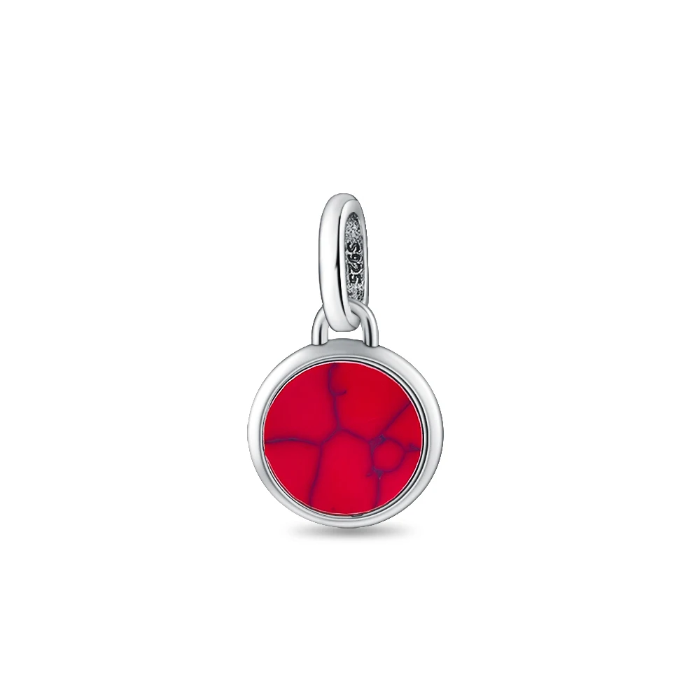 2024 New Real 925 Sterling Silver Red Murano Glass Engravable Mini Medallion Charm fit Pandora Bracelet DIY Jewelry for Women