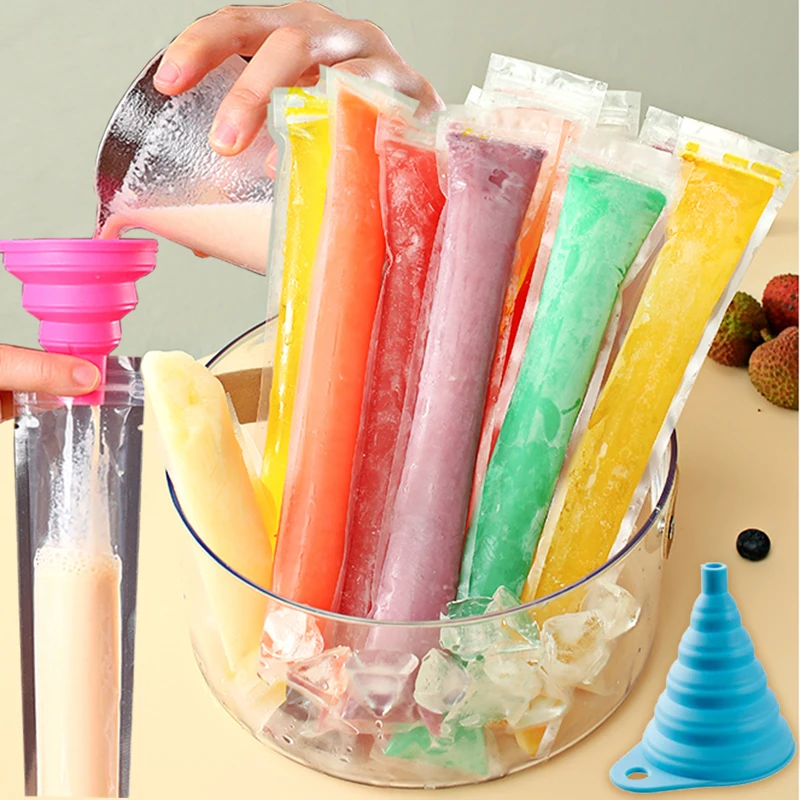 Sacs à Popsicle Glacé pour Poulet, Tube de Congélateur Sans Bpa, avec Johonneur Zippés, Bâtonnets de Crème Glacée au Yogogogés, Sac à Jus de Fruits, 20/60 Pièces