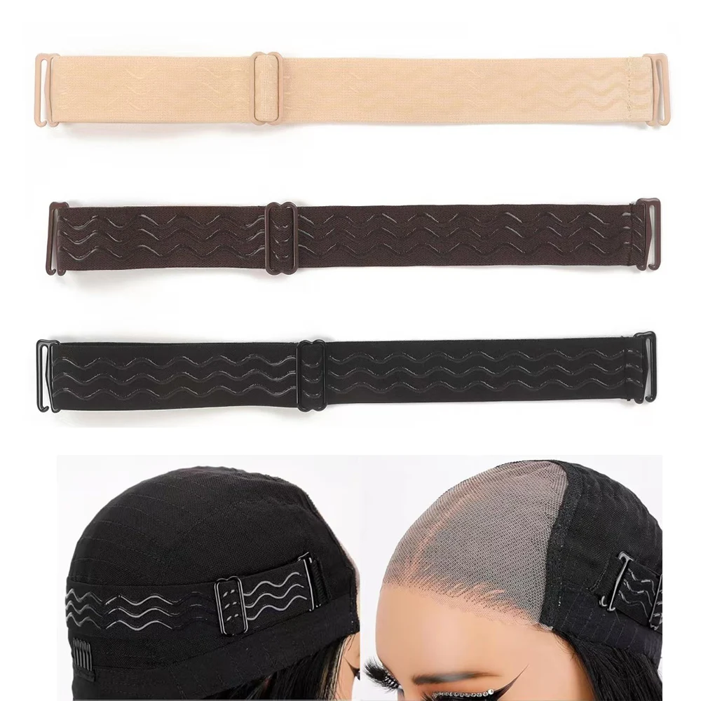 

5pc Adjustable Elastic Wig Band with Non-Slip Silicone Strips & Removable Buckles, Keeping Wigs in Place