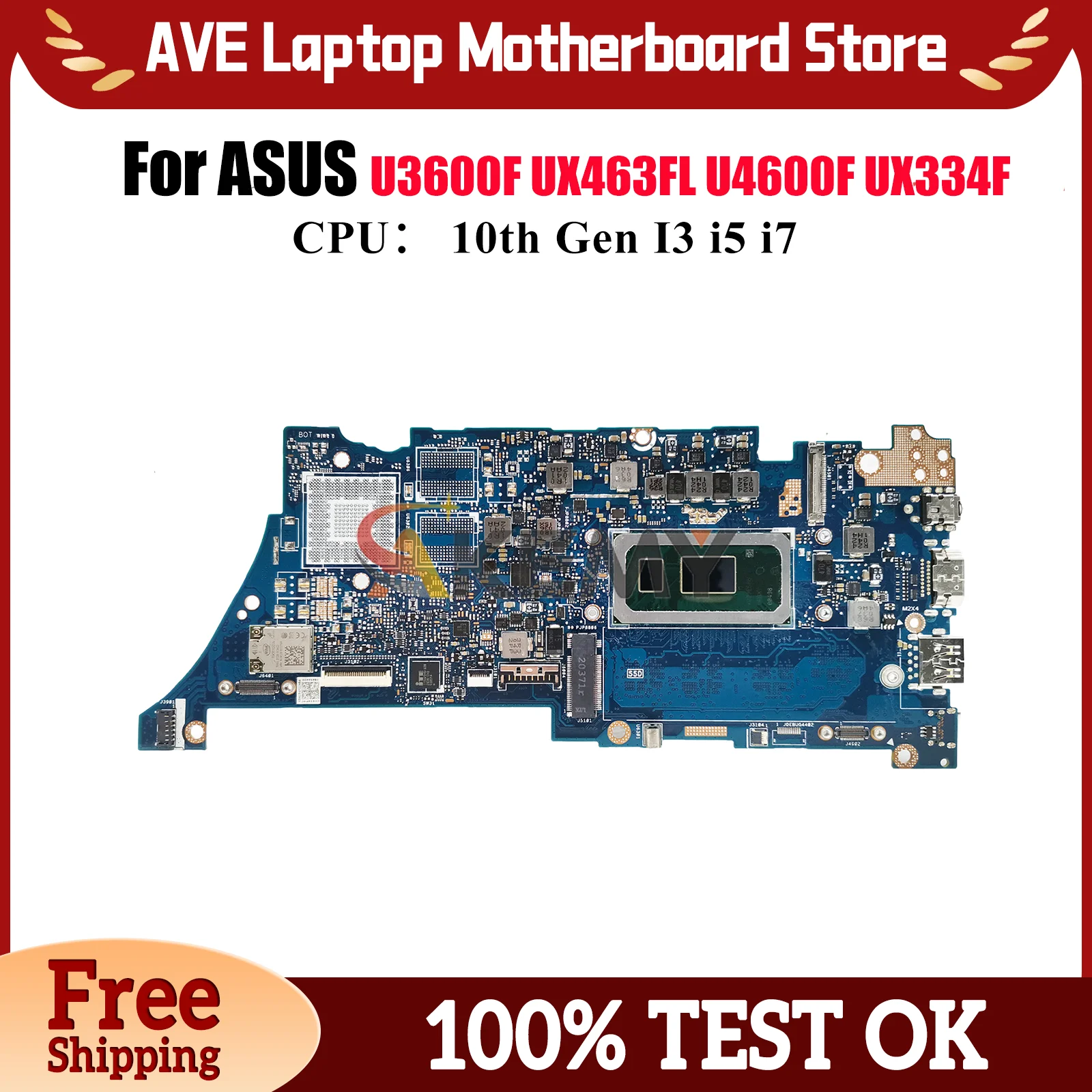 

UX334FA Laptop Motherboard For ASUS ZenBook UX334FL U3600F UX334FA UX463FL U4600F UX334F Mainboard With 10th Gen I3 i5 i7 fast