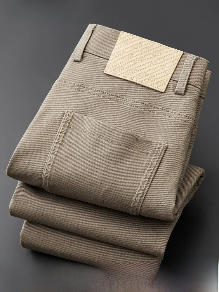 

Soft Combed Cotton Men's Casual Pants Autumn Winter Straight Leg Slim Fit High End Long Trousers Youthful Sle