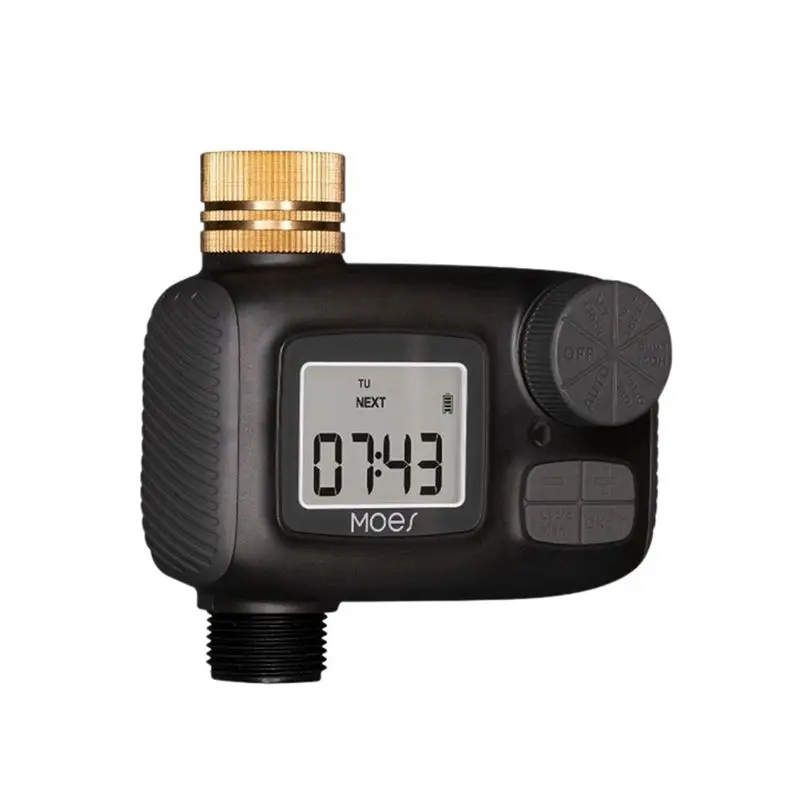 MOES Water Timed Irrigation Water Valve With LCD Display Screen IP55 Waterproof Rotary Knob Button Control US Interface