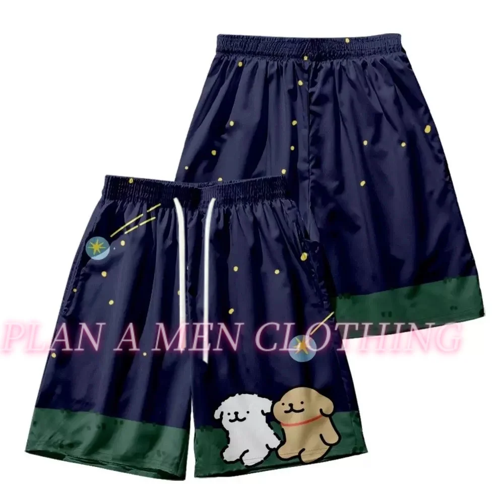 3D Cartoon Cute Line Puppy Beach Shorts  personalized shorts casual  Men  Gym Shorts Quick Drying Trunks mens Shorts