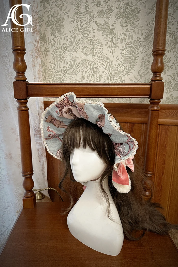 Lolita Bear Doll Wall Clashing Colours Side Clips Bnt Lamb's Ear Bow Headpiece by Alice girl