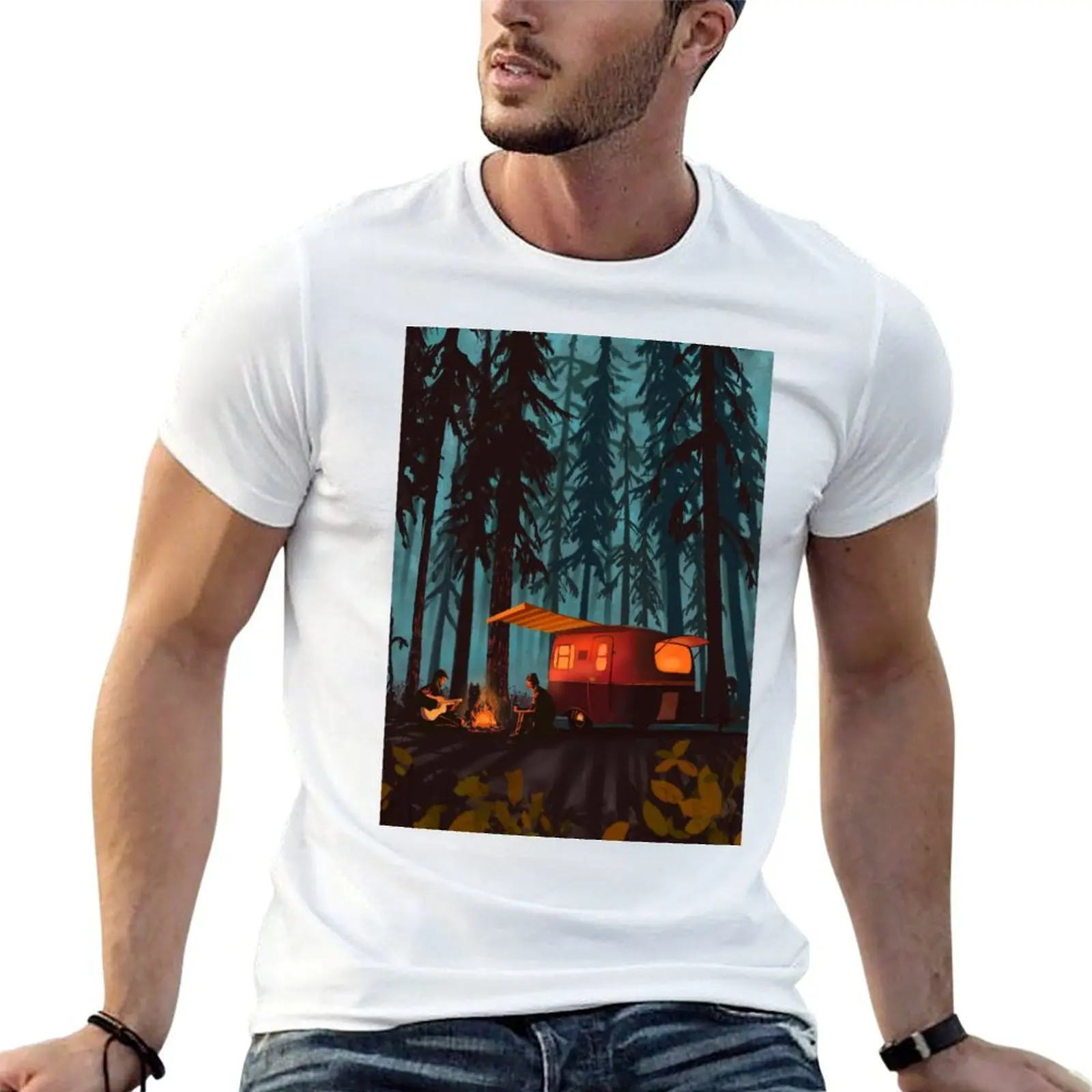 

retro twilight camping T-Shirt graphic t shirts for man t shirts for man slim fit T-Shirt