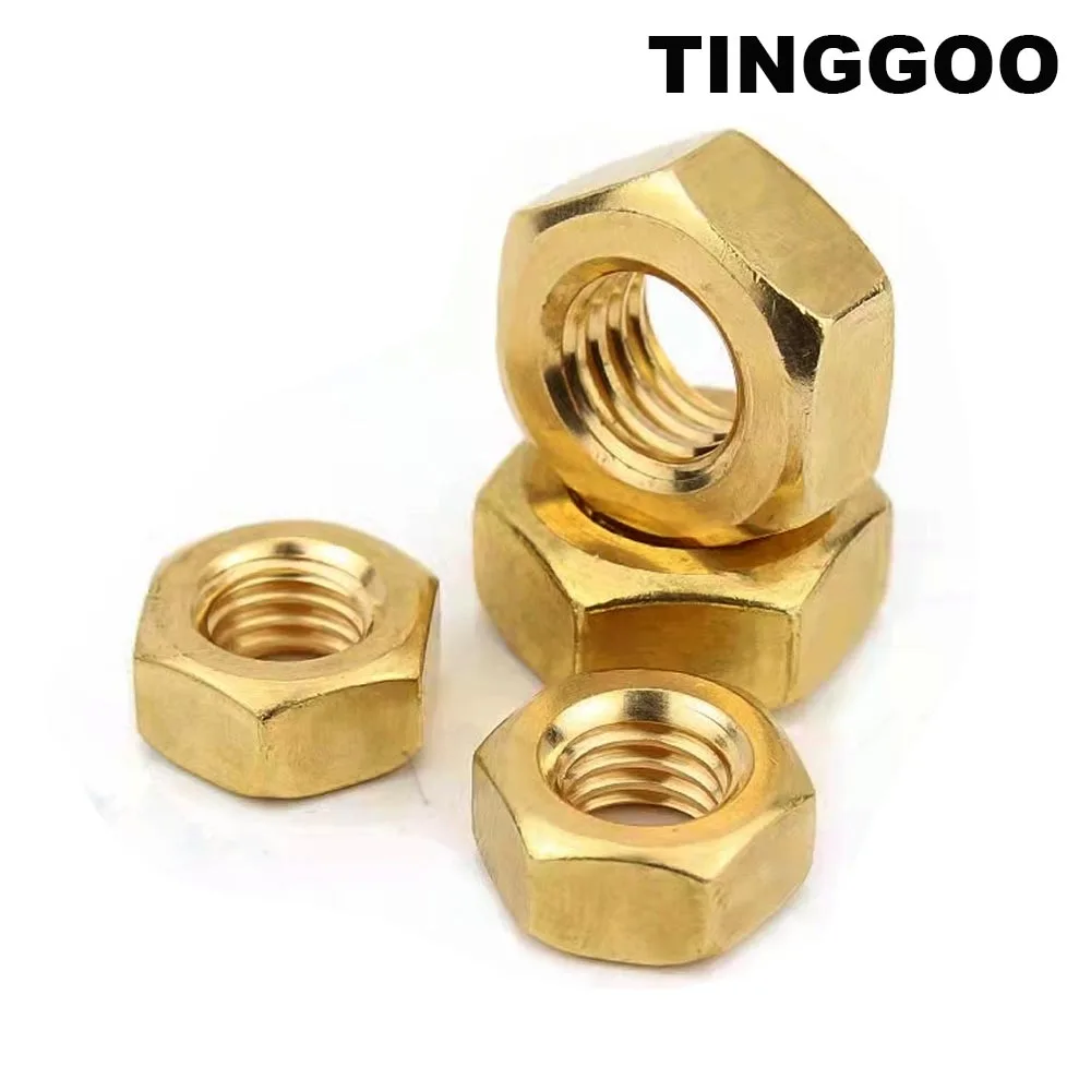 5/10/20/50/100Pcs M1 M1.2 M1.4 M1.6 M2 M2.5 M3 M4 M5 M6 M8 M10 M12 Solid Brass Copper Hex Hexagon Nut DIN934