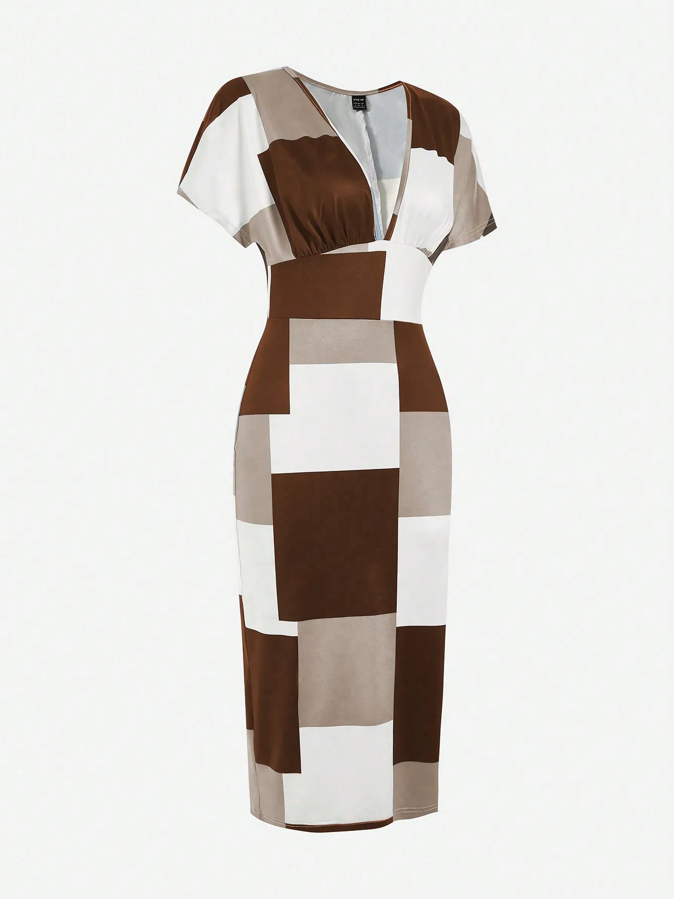 ネックカラーブロックボディコンドレスマキシ女性用衣装
