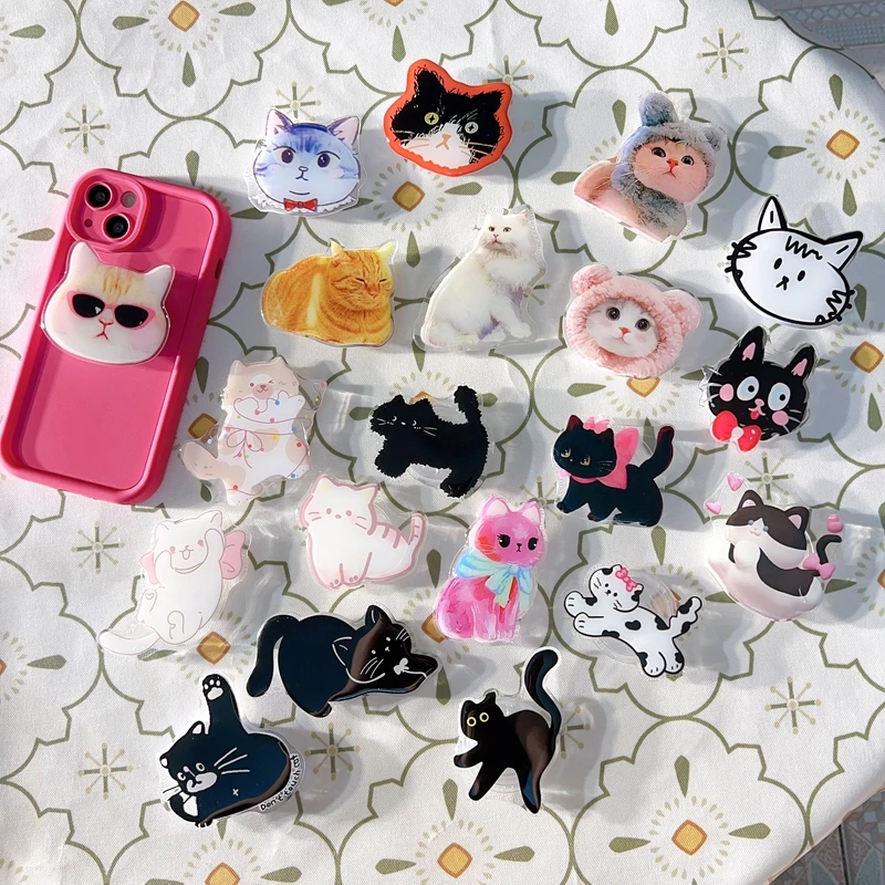 Mobile Phone Airbag Holder Ins Style Cartoon Cute Cat Lazy Holder Desktop Folding Telescopic Air Cushion Adhesive Type