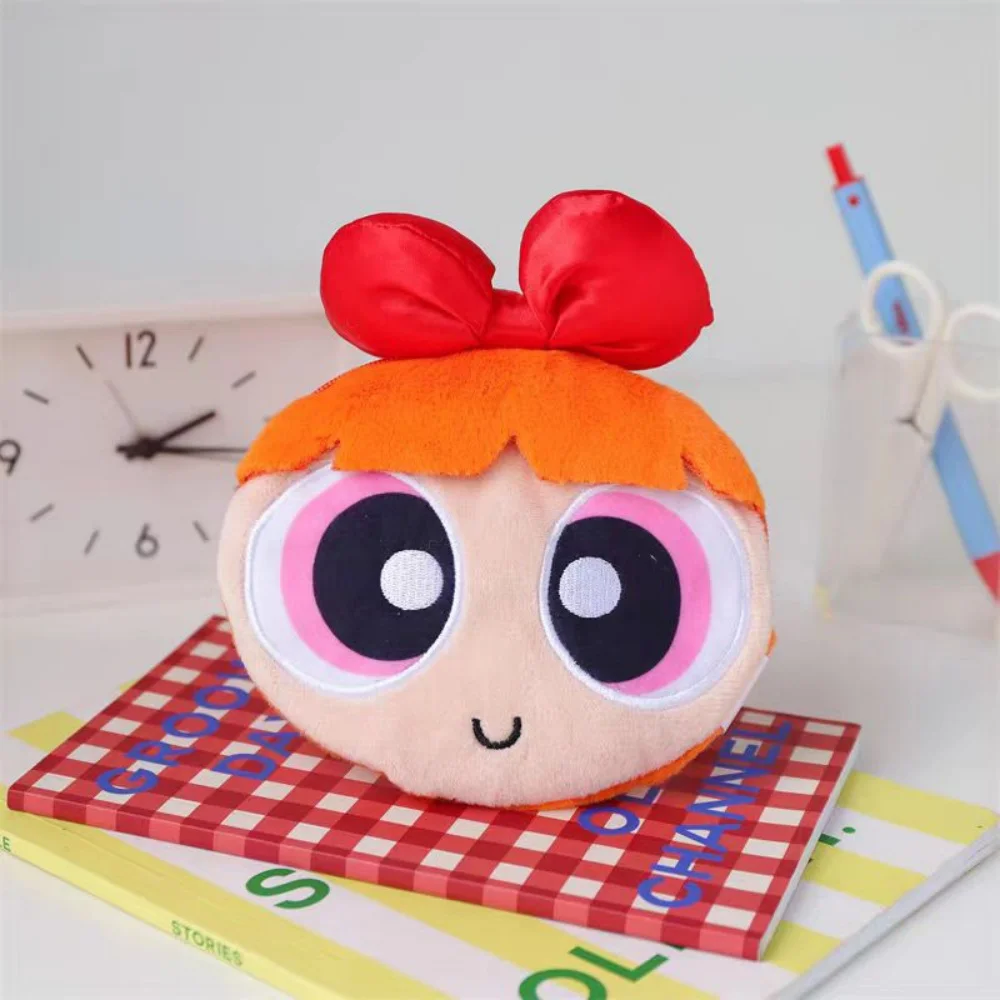 Genuine The Powerpuff Girls 13Cm Plush Coin Purse Keychain Kawaii Portable Headphones Lipstick Charging Cable Storage Bag Gifts