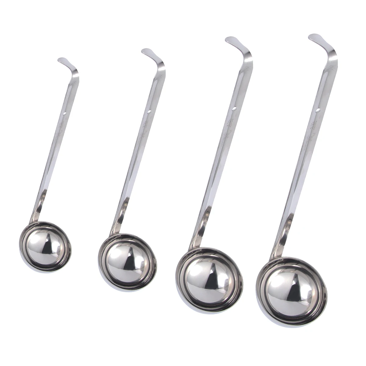 

4 Pcs Soup Ladles Stainless Steel Long Handle with Hanging Hook for Kitchen Use Large Size Commercial Home