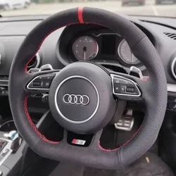 Hand-stitched Soft suede Car Steering Wheel Braid Cover for Audi S1 8X S3 8V Sportback S4 B8 Avant S5 8T S6 S7 RS Q3 SQ5
