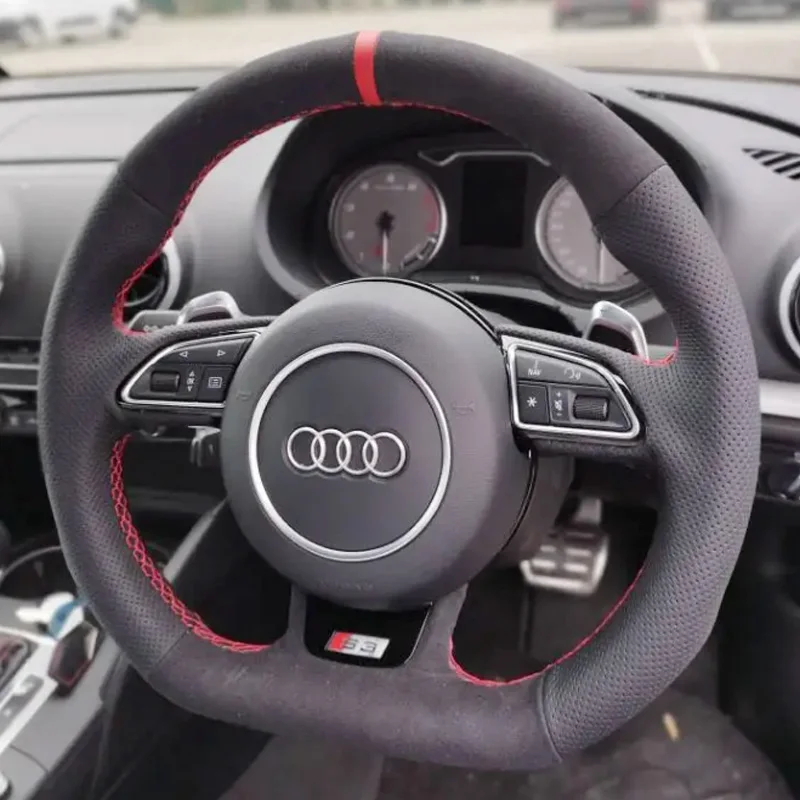 Hand-stitched Soft suede Car Steering Wheel Braid Cover for Audi S1 8X S3 8V Sportback S4 B8 Avant S5 8T S6 S7 RS Q3 SQ5