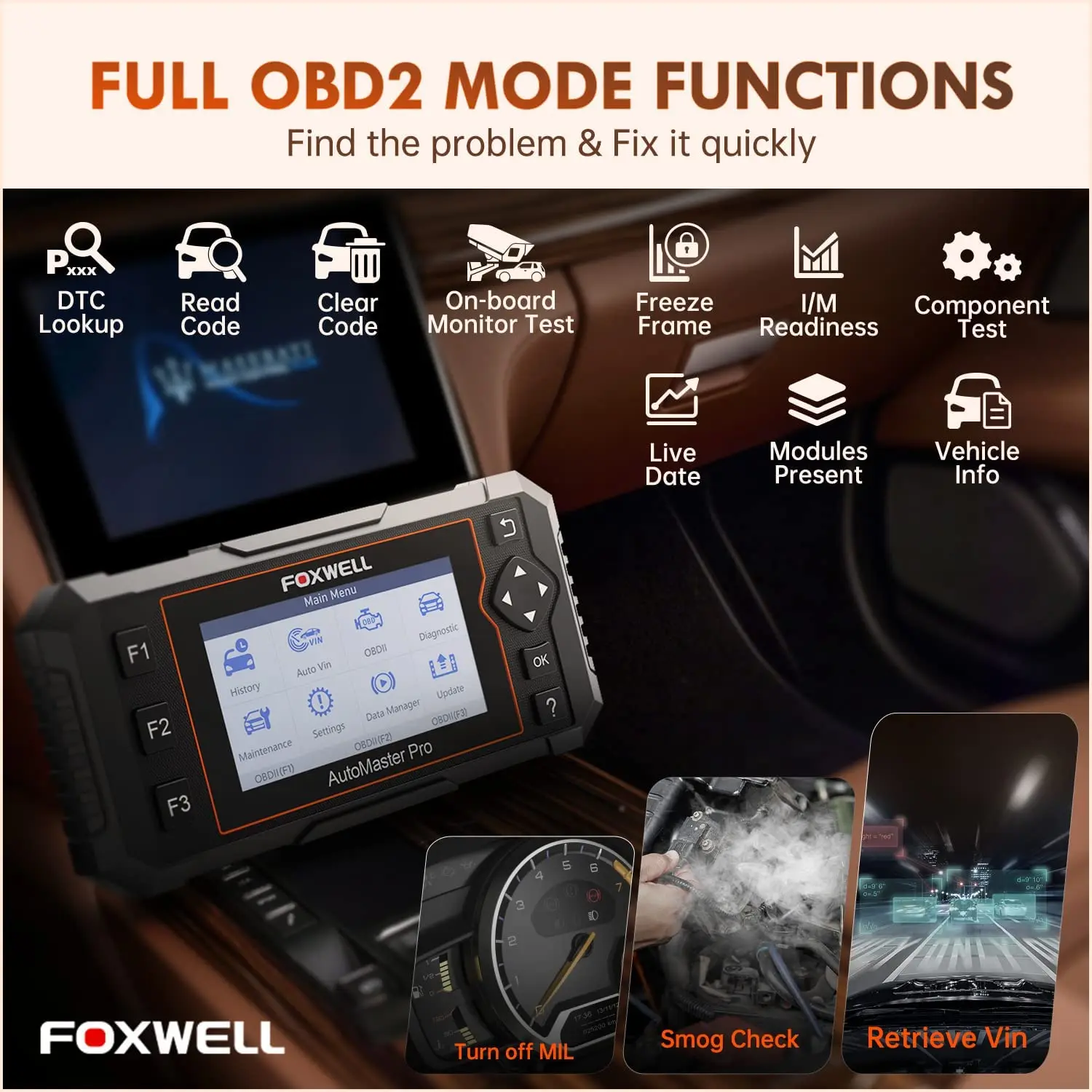 FOXWELL NT624 Elite OBD2 Car Scanner All System Scan Tool ABS Bleed/SAS/TPS/Oil/EPB/BRT Injector D-P-F Reset OBD Car Diagnosis