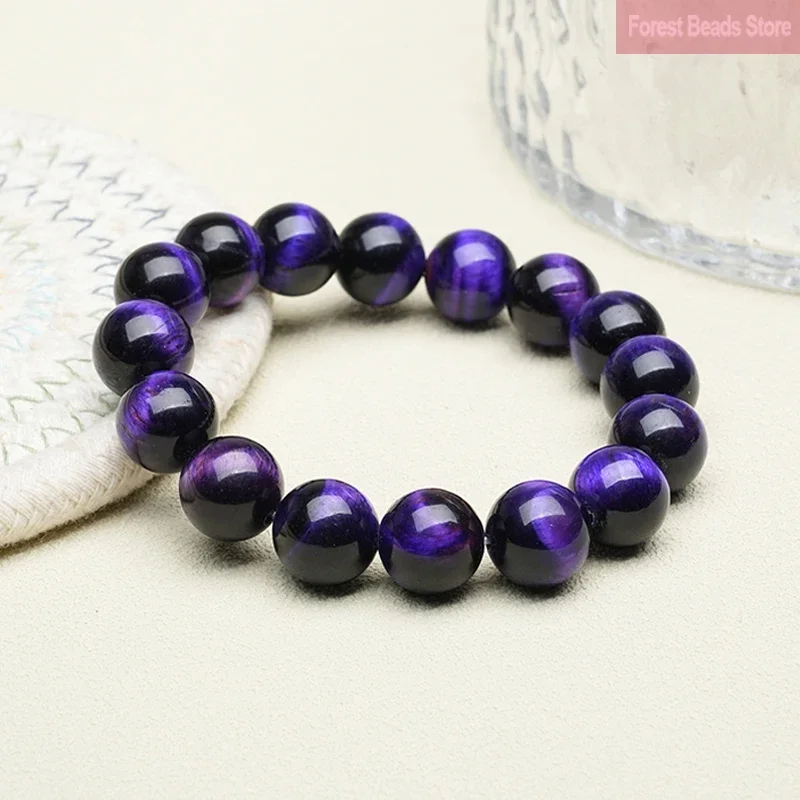 Natural Purple Tiger Eye Bracelets Stone Beads Bangle Gift for Lover Charm Accessories Pulseras Girls Gift Handmade Fine Jewelry