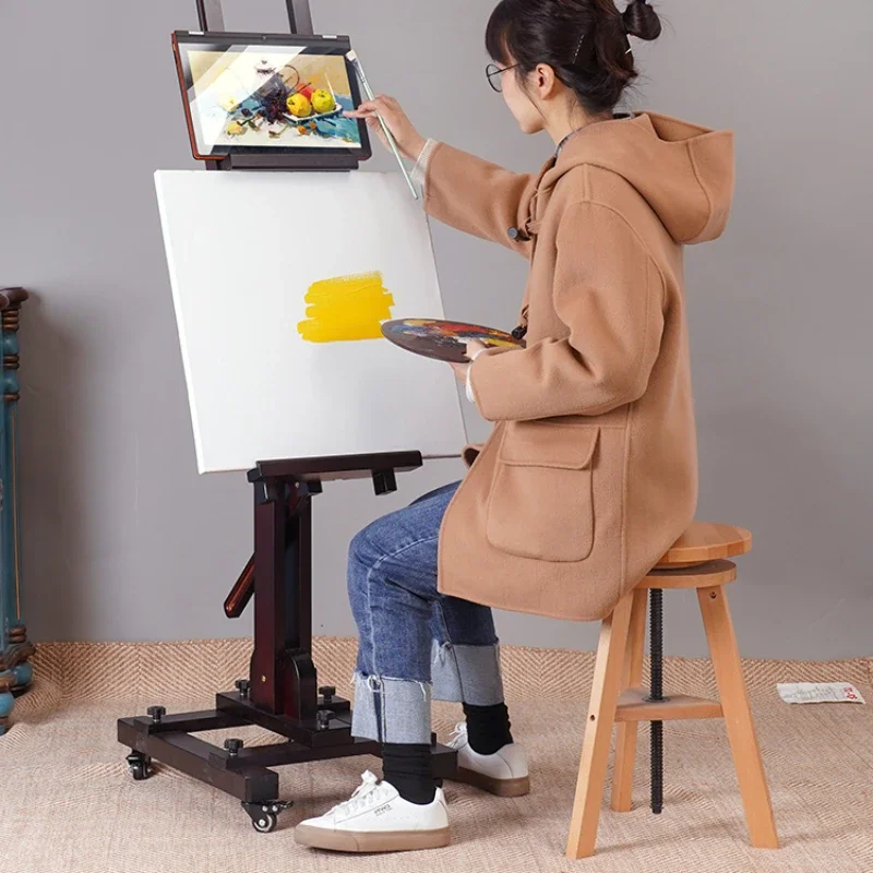 

Adjustable Wooden Art Easel Stand for Watercolor Sketching Chinese Painting Acrylic Painting with Folding Support for Artists