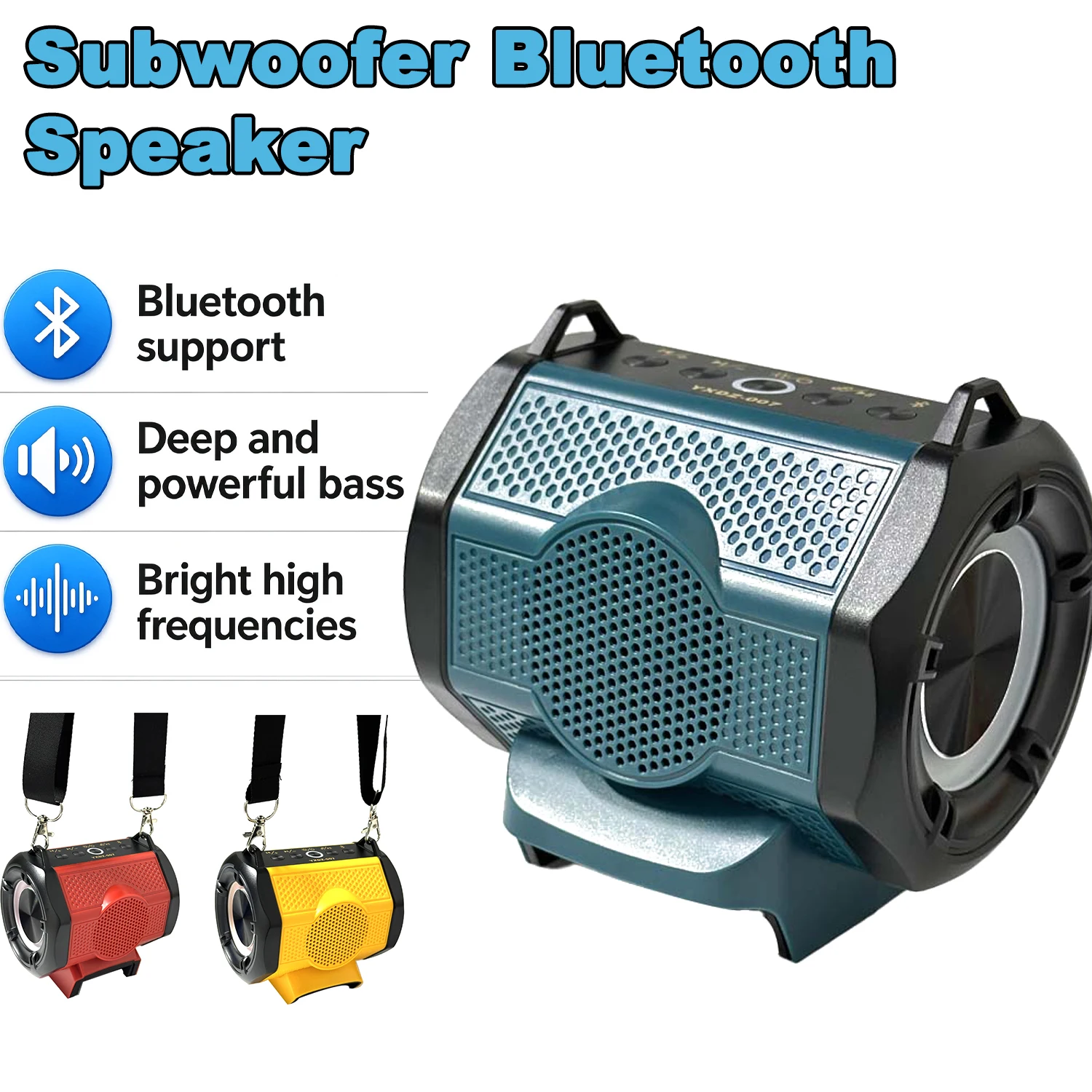 Portable Subwoofer Bluetooth Speaker Compatible with for Makita/DW/Milwaukee 18 V Wireless BT 5.3 and USB Audio Source