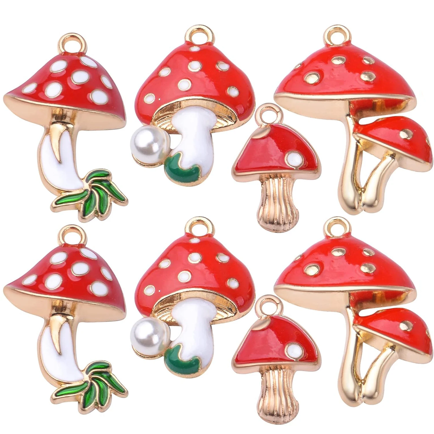 

24 шт. эмалированные подвески-грибочки, красные милые подвески-грибочки, аксессуары для изготовления украшений, для серег, ожерелий, браслетов своими руками