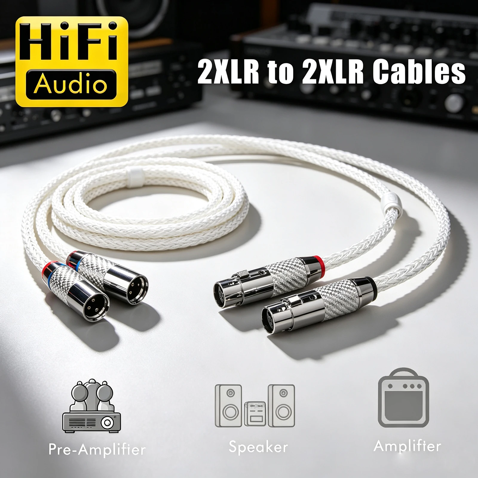 XLR Cables Hi end 6AG XLR Audio Cable 12 Strands OCC Silver Plated Balanced Wire with Silver Plated Carbon Fiber XLR Plug