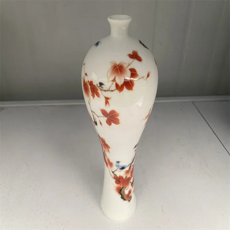 

China Old Porcelain Vase, Pastel With Flower and bird patterns and poetry prunus vase