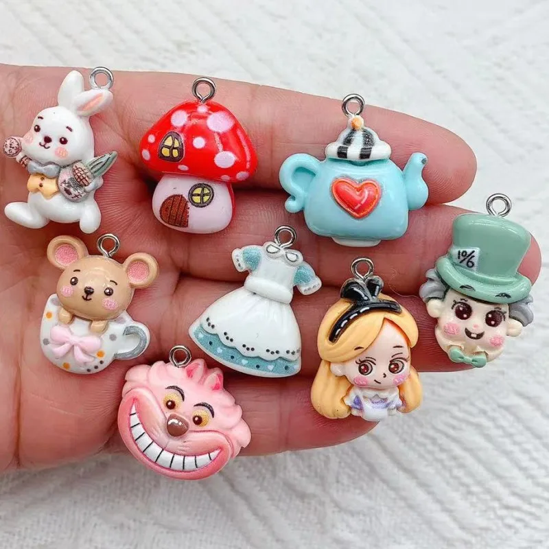 10Pcs Cartoon Resin Cute Animal Ranch Style Earrings Pendant Scrapbook Craft Diy Miniature Ornaments Accessories