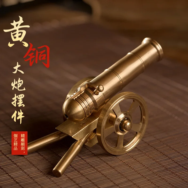 Brass Cannon  Metal Figurine Model Feng Shui Decorative Figurines Living Room Decoration Home Decor Accessoires Miniatures