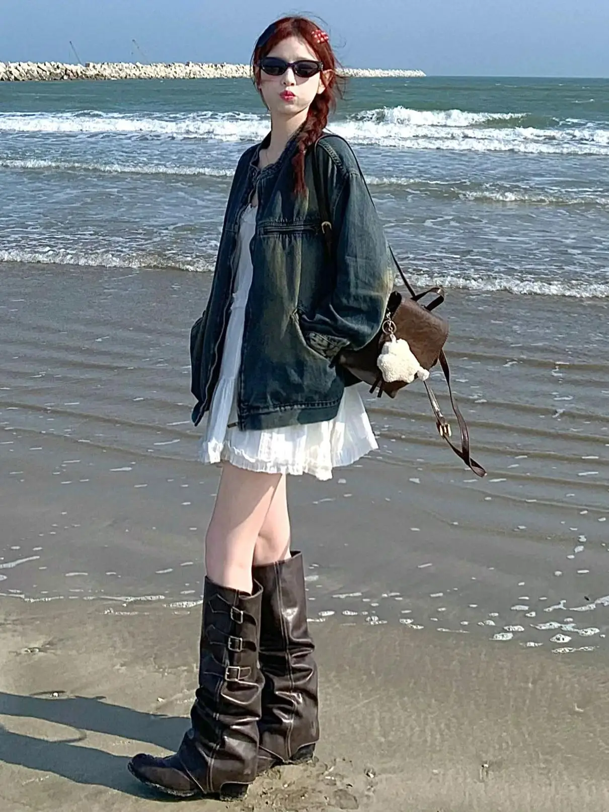 

Винтажные кожаные куртки женские дизайнерские с эластичным подолом однобортные элегантные твидовые однобортные двусторонние коричневые уличные куртки Y2K