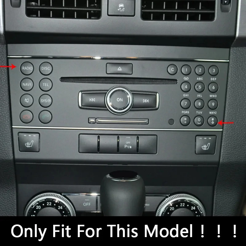 Car Air Conditioning CD Panel Button ABS Silver Decorative Sticker for Mercedes-Benz C-Class W204 GLK X204 20