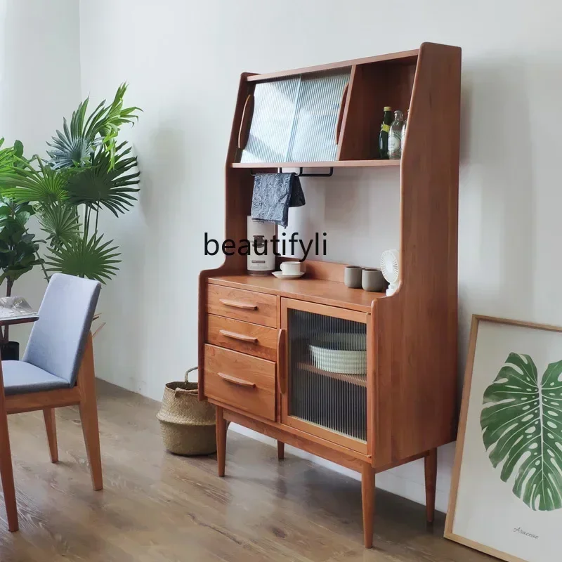 

TTT Nordic solid wood vertical side cabinet, cherry wood Japanese simple modern storage locker