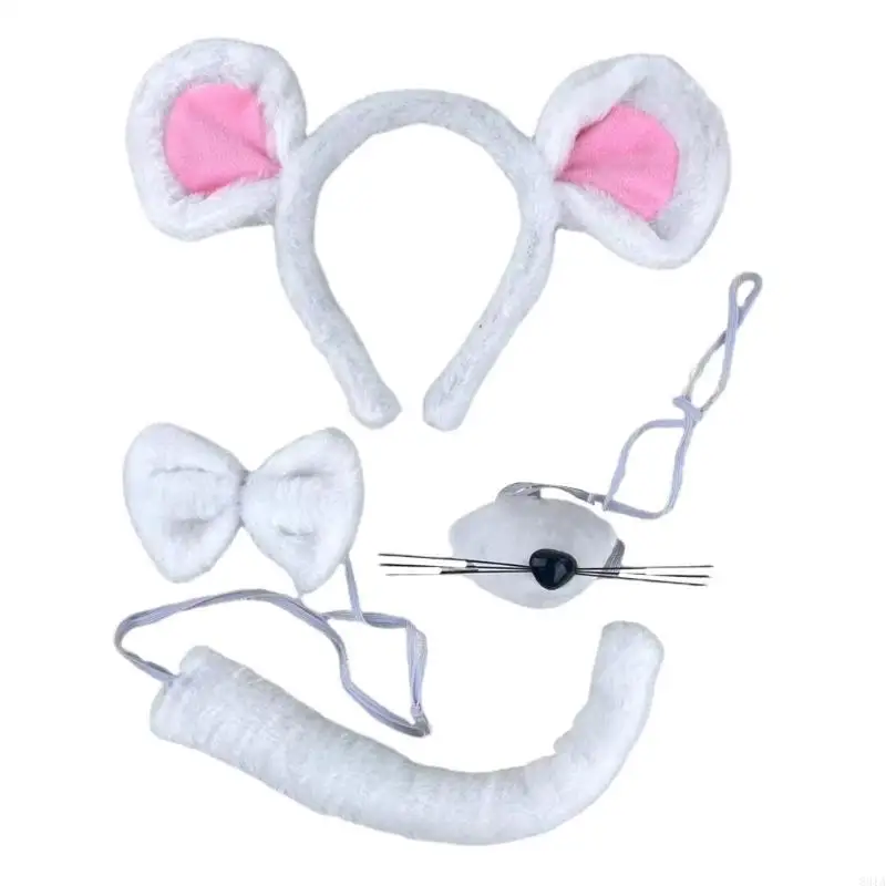 831A Animal Cosplay Costume Child Mouse Cosplay Set Including Headband Tail Bowtie and Nose