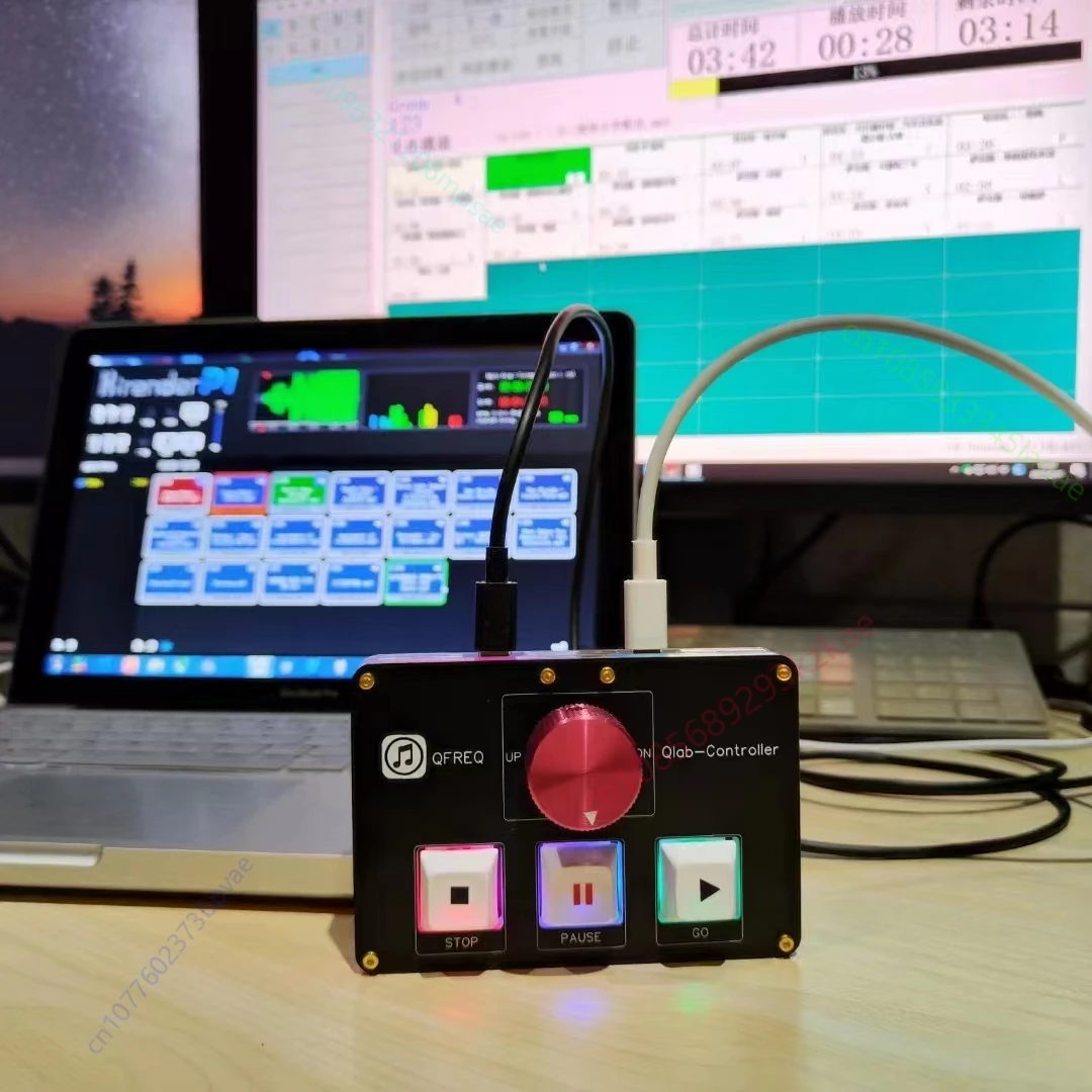 QLAB Controller Media Play USB/MIDI Dual Control Type-C Terminal Support QLAB, Hirender P1, SSP Customized Software