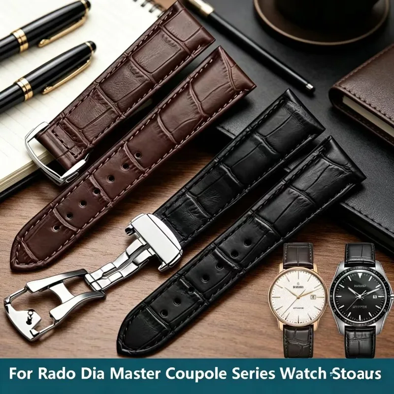 High Quality Genuine Leather Watchband For Rado Dia Master Coupole Series R22861165 R14129116 Watch Strap Men Women Bracelet
