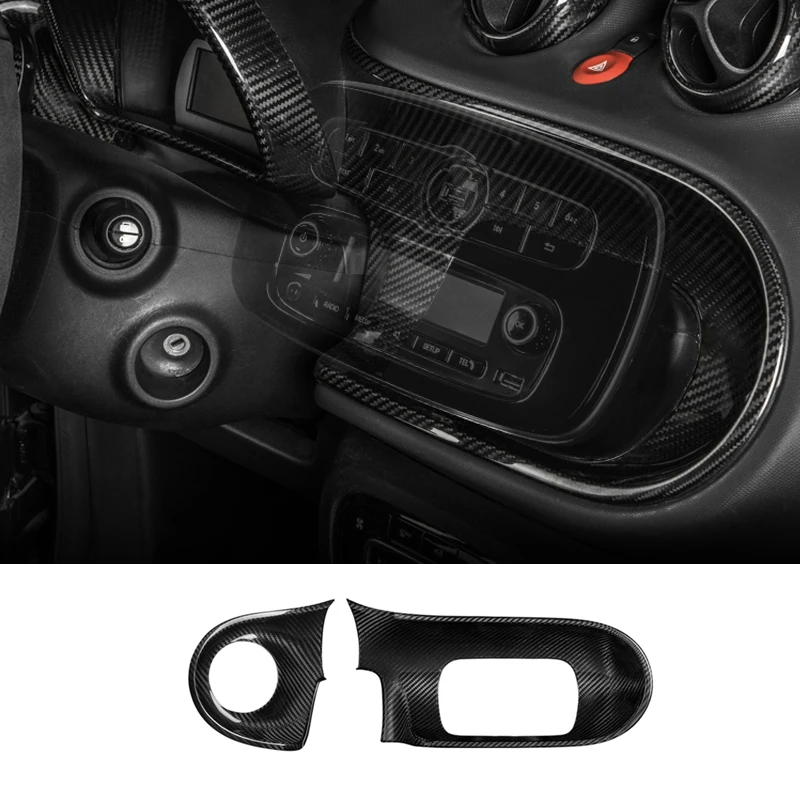 Real Carbon Fiber Center Konsole Dashboard Panel Abdeckung Styling Innen Dekoration Auto Zubehör Für Smart fortwo 453 forfour