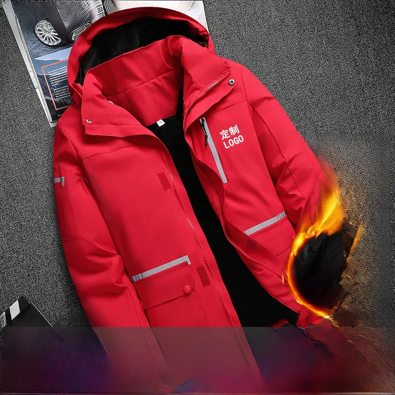 

Утепленная мужская куртка с отстегивающимся капюшоном, рабочая одежда, ветрозащитная хлопковая одежда для активного отдыха, осенне-зимнее пальто