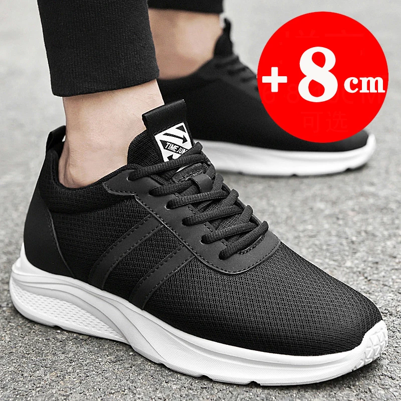 Zapatillas de deporte para hombre, zapatos de aumento de altura, 6-8cm, 2023