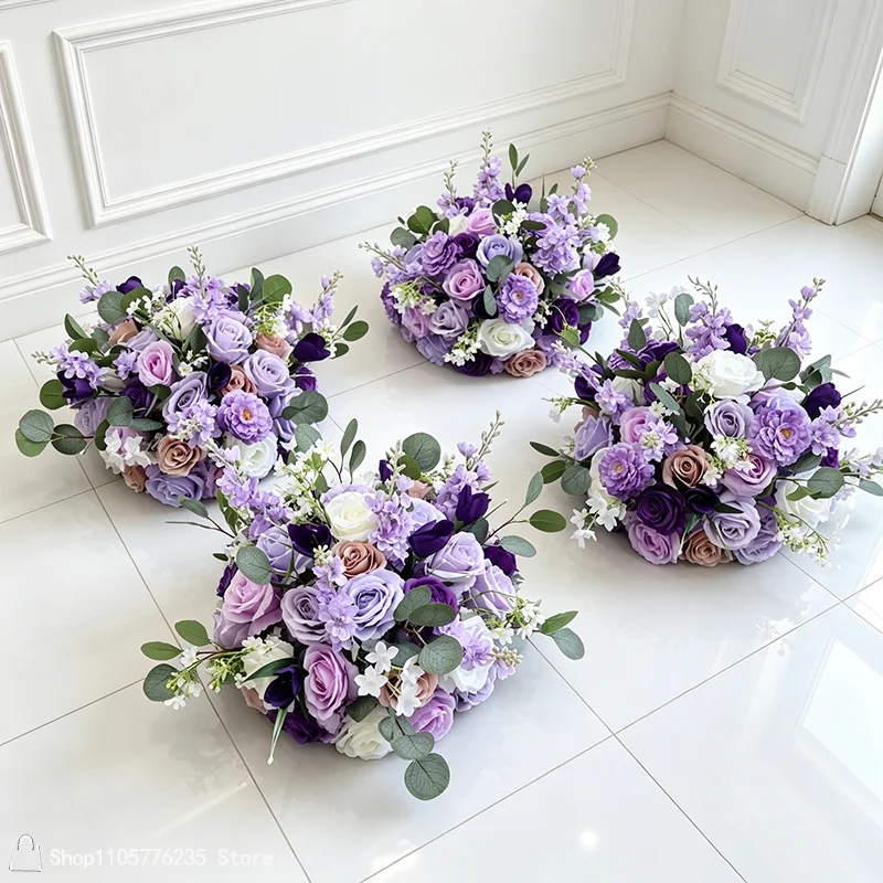Lila Lavendel Künstliche Blumen Tischdekoration für Hochzeiten 30-80cm Luxuriöses Rosenarrangement Blumendekoration für Party-Bankett-Deko – Detail 6