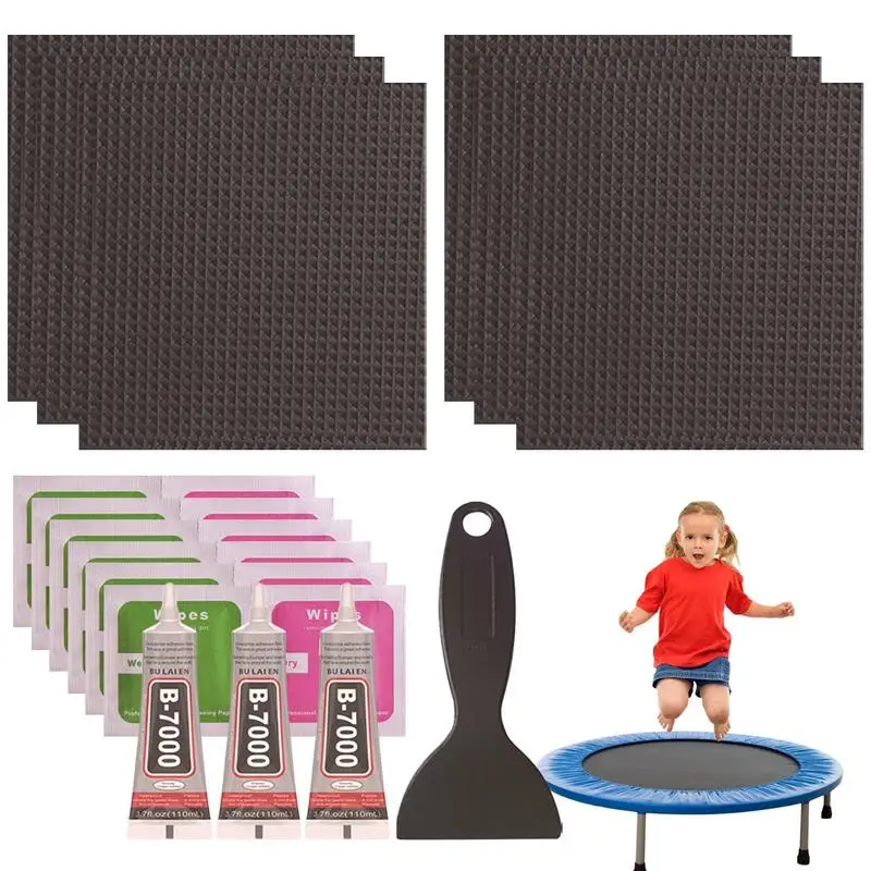 4 X 4 Inch Trampoline Patch Repair Kit Square Glue On Patches Repair Trampoline Mat Tear Or Hole Complete Set Including Wipes