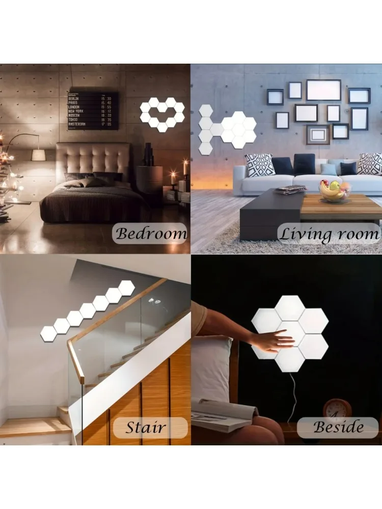 ​​Hexagonal Touch LED Wall Light - Neutral White Night Light 6-Pack​​