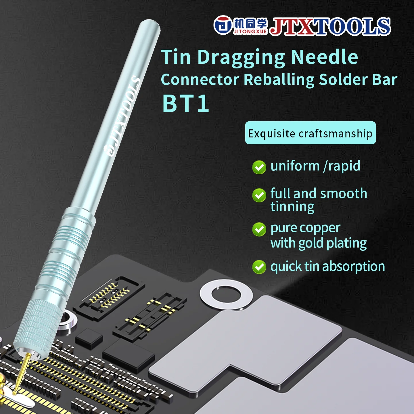 3PCS JTX BT1 Tin Drag Needle Set FPC Connector Reballing Solder Bar For Phone PCB Motherboard IC Chip Weld Repair Tool