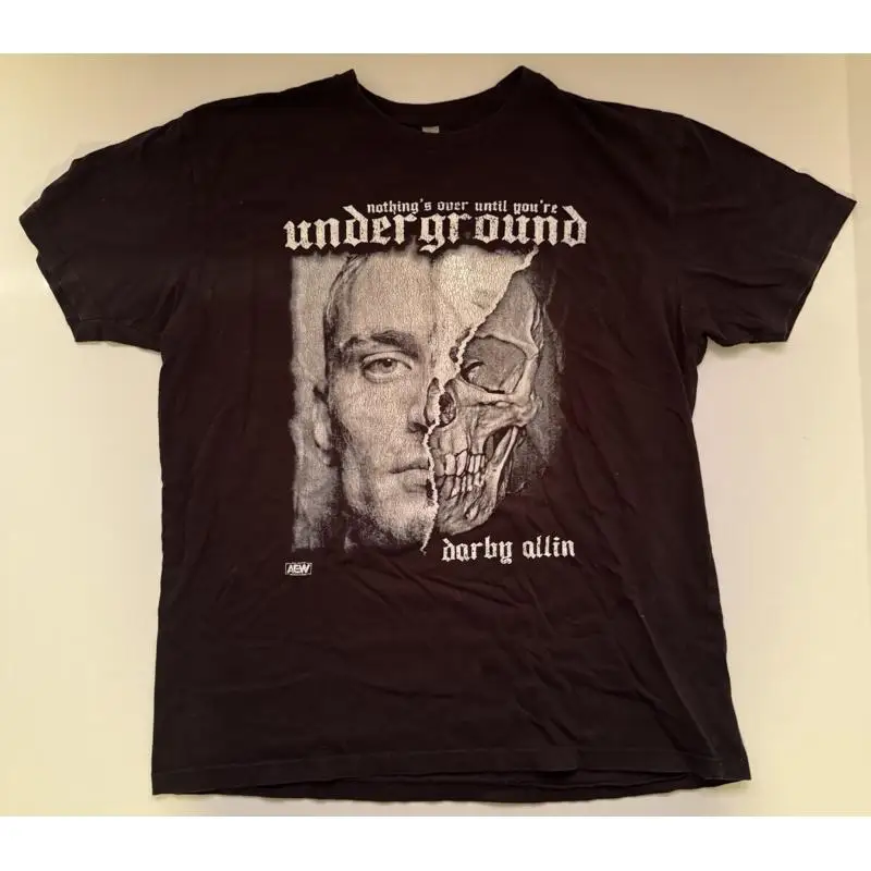 AEW Darby Allin L Nothing's Over Until You're Underground Black T-Shirt sz Large