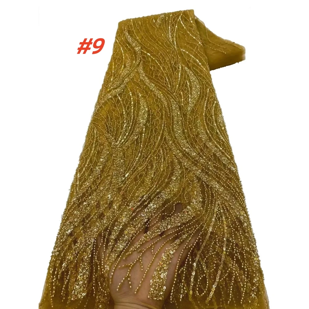 Tessuti di pizzo da sposa nigeriano con perline di lusso africano 2025 Tessuto di pizzo francese con paillettes di alta qualità per abiti nigeriani