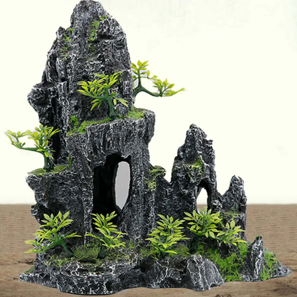 Resin Peak Aquarium Rockery Unique Colorful Artificial Mountain Fish Tank Ornament Underwater Decor for Fresh Salt Water