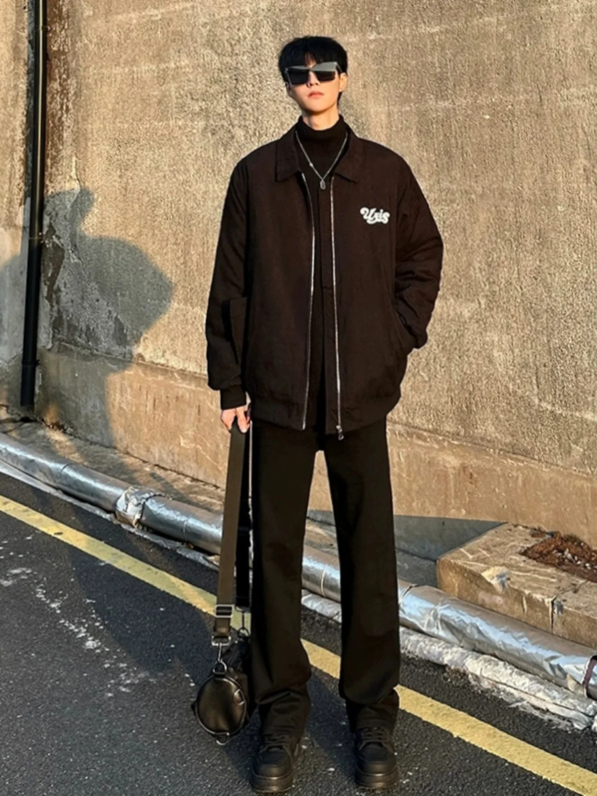 

Black Elastic Denim Jeans Men's Autumn Winter Slim Fit Cool Stylish Boots Matching Pants High Elasticity Straight Tube...