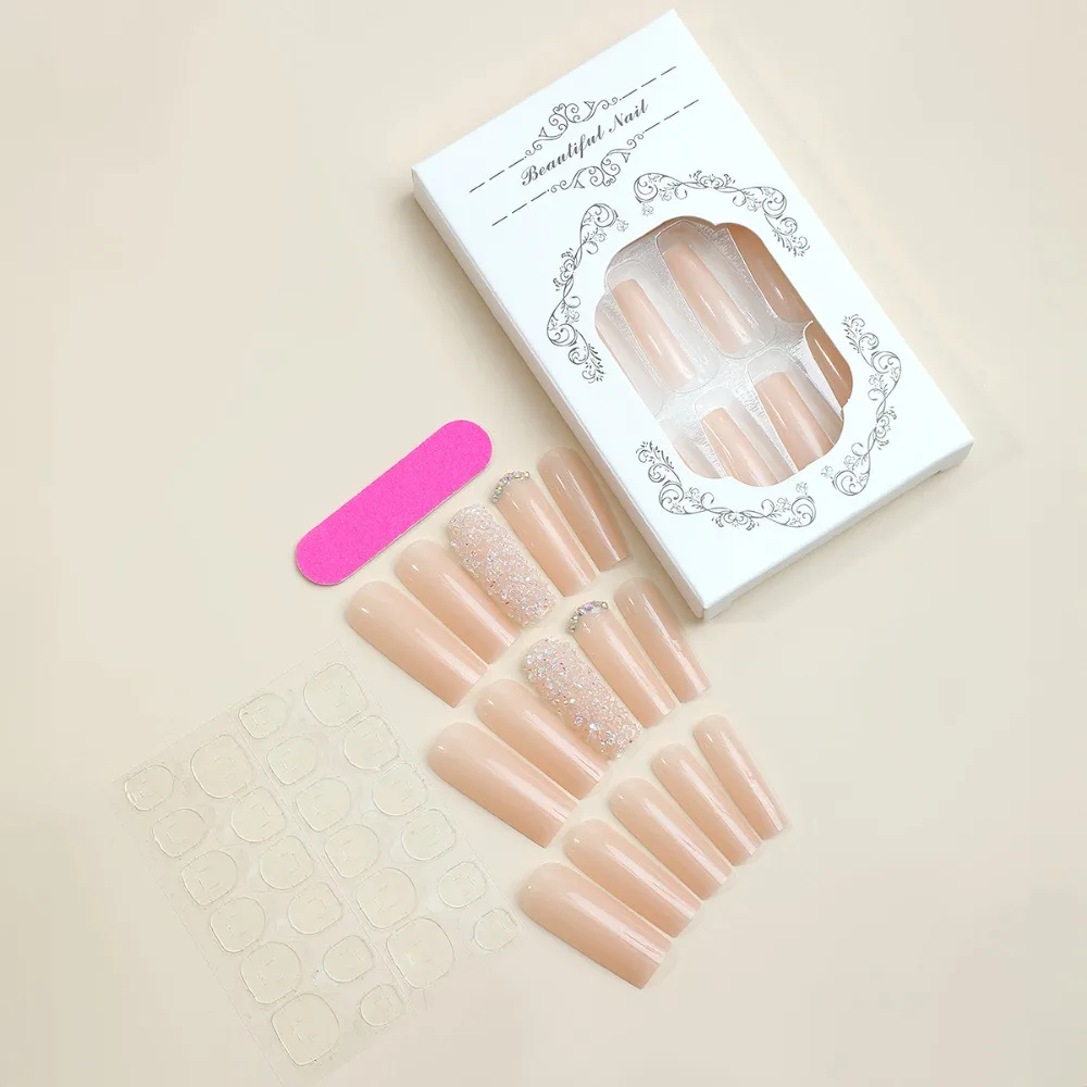 Faux ongles ballerine imperméables pour la saint-valentin, portables, à pression, outil de manucure, couverture complète pour fille