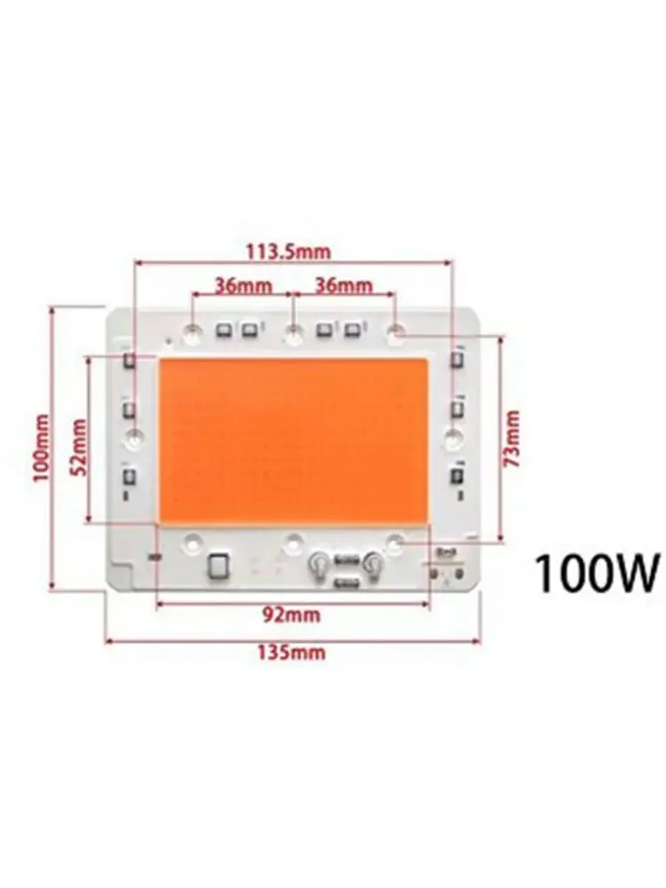 

100 Вт 380NM-840NM Светодиодный чип COB полного спектра, встроенный интеллектуальный драйвер IC 220 В для освещения роста растений